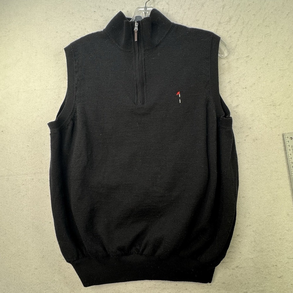 Fairway & Greene Black Baruffa Merino Lined Men's Golf Zip Vest Size Medium - Picture 6 of 11